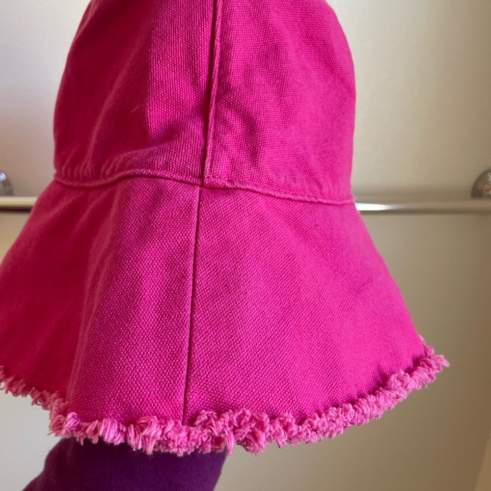 Hot Pink Frayed Denim Bucket Hat - Picture 2 of 4